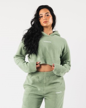 Women's Alphalete King Crop Hoodie Hoodie Sage | 9342-LURBF