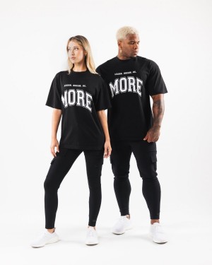 Women's Alphalete LDB More Tee Shirts Black / White | 3647-INPMC