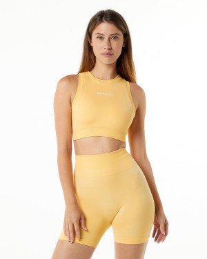 Women's Alphalete Ozone Crop Bra Sports Bra Daffodil | 0824-JXNBS