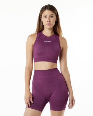 Women's Alphalete Ozone Crop Bra Sports Bra Grape | 0359-LSJVH