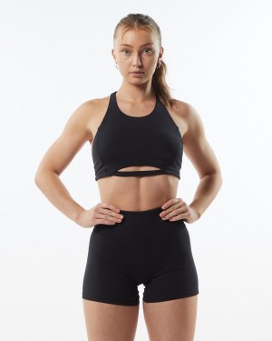 Women's Alphalete Pulse Surge Bra Sports Bra Blackout | 7821-RFWAS