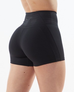 Women's Alphalete Pulse Surge Short 4" Shorts Blackout | 8324-EPVDQ