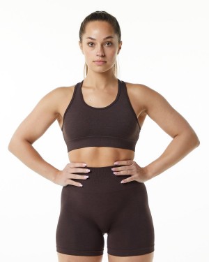 Women's Alphalete Revival Bra Sports Bra Chocolate | 5962-LQIMD