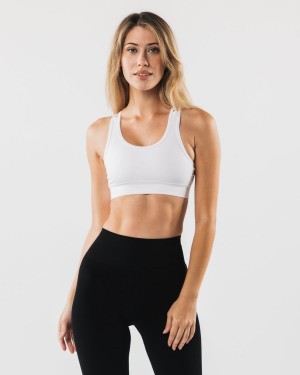 Women's Alphalete Revival Bra Sports Bra White | 6510-UEOBS