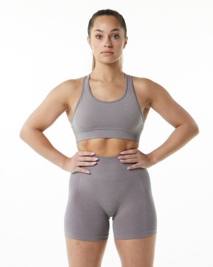 Women's Alphalete Revival Bra Sports Bra Storm Grey | 8504-IUOML