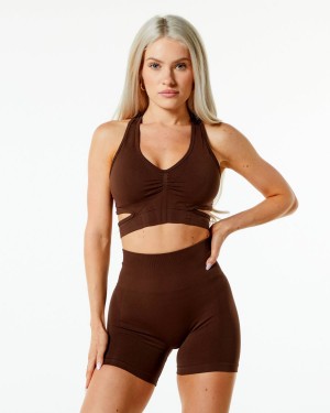 Women's Alphalete Stratus Bra Sports Bra Rich Brown | 8642-ETUCH