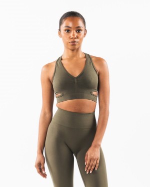 Women's Alphalete Stratus Bra Sports Bra Oak | 4891-SKCYF