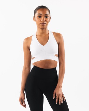 Women's Alphalete Stratus Bra Sports Bra White | 6541-GYMDT