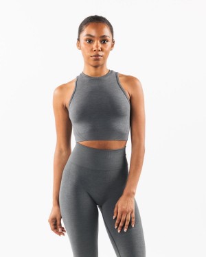 Women's Alphalete Stratus Crop Tank Tank Top Smoke | 5894-QDPAG