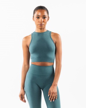 Women's Alphalete Stratus Crop Tank Tank Top Ocean | 0976-VXPZN