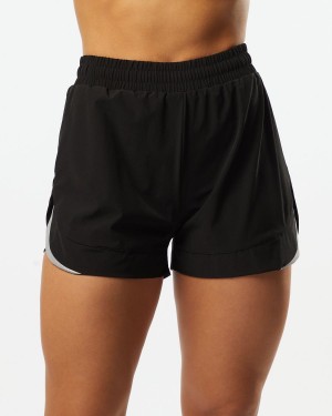 Women's Alphalete Stride Short 3" Shorts Black | 5103-PHLEF