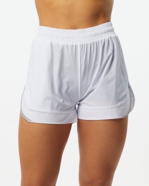 Women's Alphalete Stride Short 3" Shorts White | 1942-AJNOB