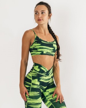 Women's Alphalete Surface Limitless Bra Sports Bra Volt Canvas Camo | 8269-BVDJA