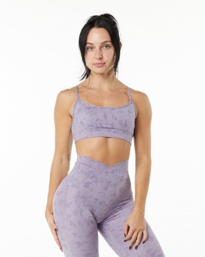 Women's Alphalete Surface Limitless Bra Sports Bra Pebble Print Misty Lilac | 9374-GJVPB