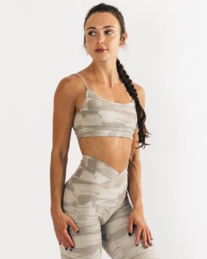 Women's Alphalete Surface Limitless Bra Sports Bra Desert Canvas Camo | 7210-ZPWXQ