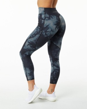 Women's Alphalete Surface Pocket Legging Leggings Black Oil Stain | 0731-TOHWU