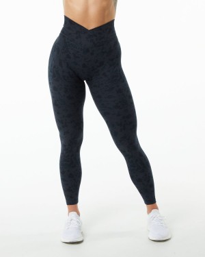 Women's Alphalete Surface Power Legging Leggings Pebble Print Black | 5106-BKXPW