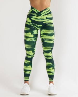 Women's Alphalete Surface Power Legging Leggings Volt Canvas Camo | 2980-QKCXF