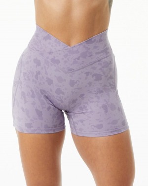 Women's Alphalete Surface Power Short 5" Shorts Pebble Print Misty Lilac | 8572-GHPNZ