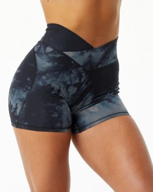 Women's Alphalete Surface Power Short 5" Shorts Black Oil Stain | 9432-UKDNT