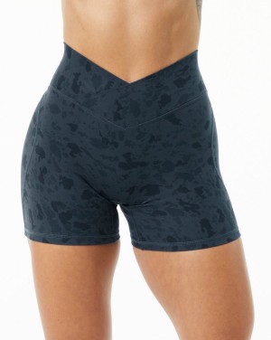 Women's Alphalete Surface Power Short 5" Shorts Pebble Print Whale Blue | 9678-QSVFB