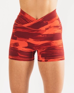 Women's Alphalete Surface Power Short 5" Shorts Infrared Canvas Camo | 1729-YMZRK