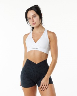 Women's Alphalete Surface Wrap Bra Sports Bra White | 2491-HJXAZ