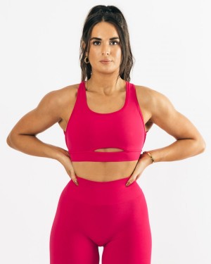 Women's Alphalete Trinity Bra Sports Bra Pink | 9321-ILGFW