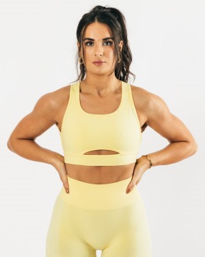 Women's Alphalete Trinity Bra Sports Bra Lemonade | 1432-KIOBN