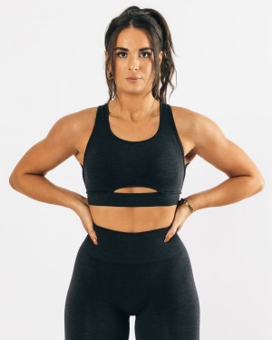 Women's Alphalete Trinity Bra Sports Bra Black Marl | 5642-BUTSE