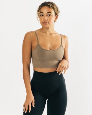 Women's Alphalete Ultrasoft Allure Tank Tank Top Olive | 5042-EWJOP