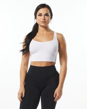 Women's Alphalete Ultrasoft Square Neck Tank Tank Top White | 9204-MUALP