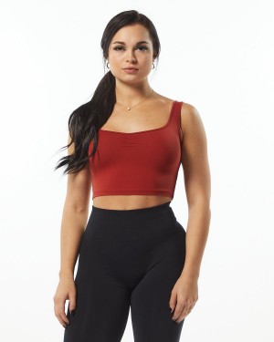 Women's Alphalete Ultrasoft Square Neck Tank Tank Top Cherry | 4709-MHEBY