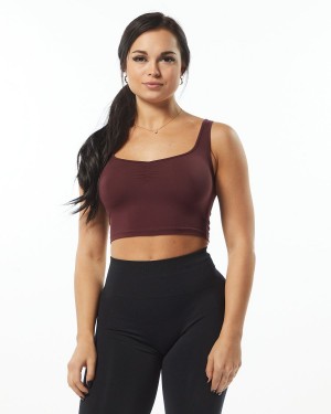 Women's Alphalete Ultrasoft Square Neck Tank Tank Top Wine | 1526-MDQJC