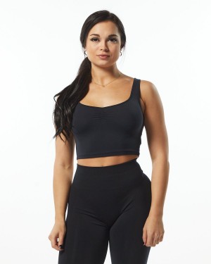 Women's Alphalete Ultrasoft Square Neck Tank Tank Top Black | 9124-WYXIT