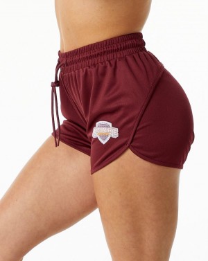 Women's Alphalete Varsity Short 3.25" Shorts Crimson | 9563-PBFSQ