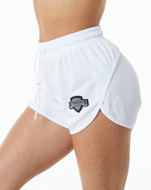 Women's Alphalete Varsity Short 3.25" Shorts White | 7413-ZEKUJ