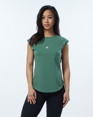 Women's Alphalete Velocity Tee Shirts Luxury Green | 2869-HVMRN