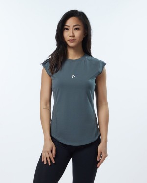 Women's Alphalete Velocity Tee Shirts Porcelain Grey | 8472-IKVEJ