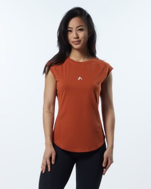 Women's Alphalete Velocity Tee Shirts Sour Tangerine | 8106-UJGES