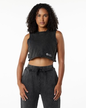 Women's Alphalete Very Terry Crop Cutoff Tank Top Onyx | 3084-TPNZM