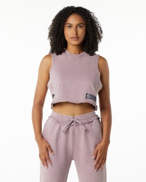 Women's Alphalete Very Terry Crop Cutoff Tank Top Rose Quartz | 7948-YOLVJ