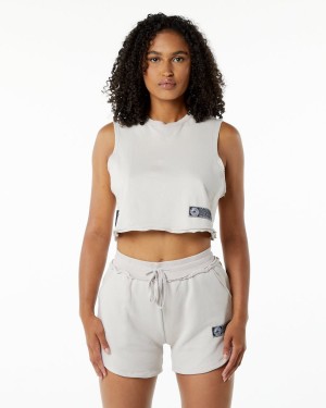 Women's Alphalete Very Terry Crop Cutoff Tank Top Moonstone | 0527-UNQMF