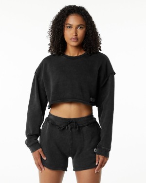 Women's Alphalete Very Terry Crop Pullover Jackets Onyx | 5913-PLXUB