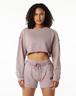 Women's Alphalete Very Terry Crop Pullover Jackets Rose Quartz | 5071-SHMNU