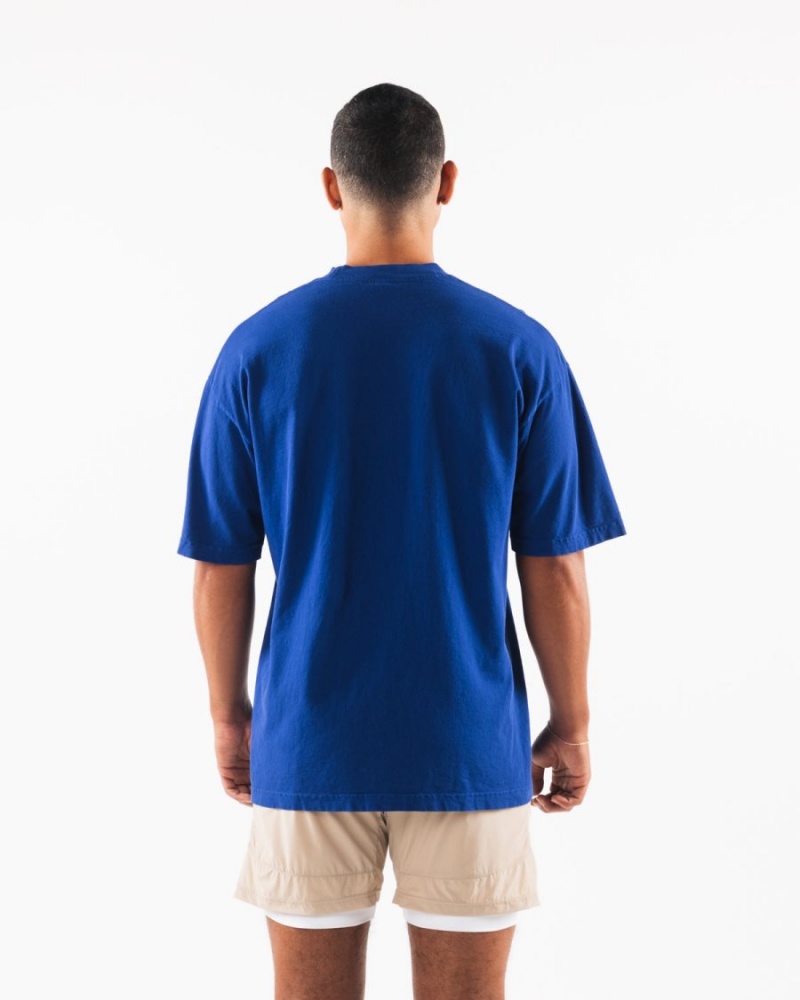 Men's Alphalete AA Beach Tee Shirts Royal Blue | 2367-MWNVR