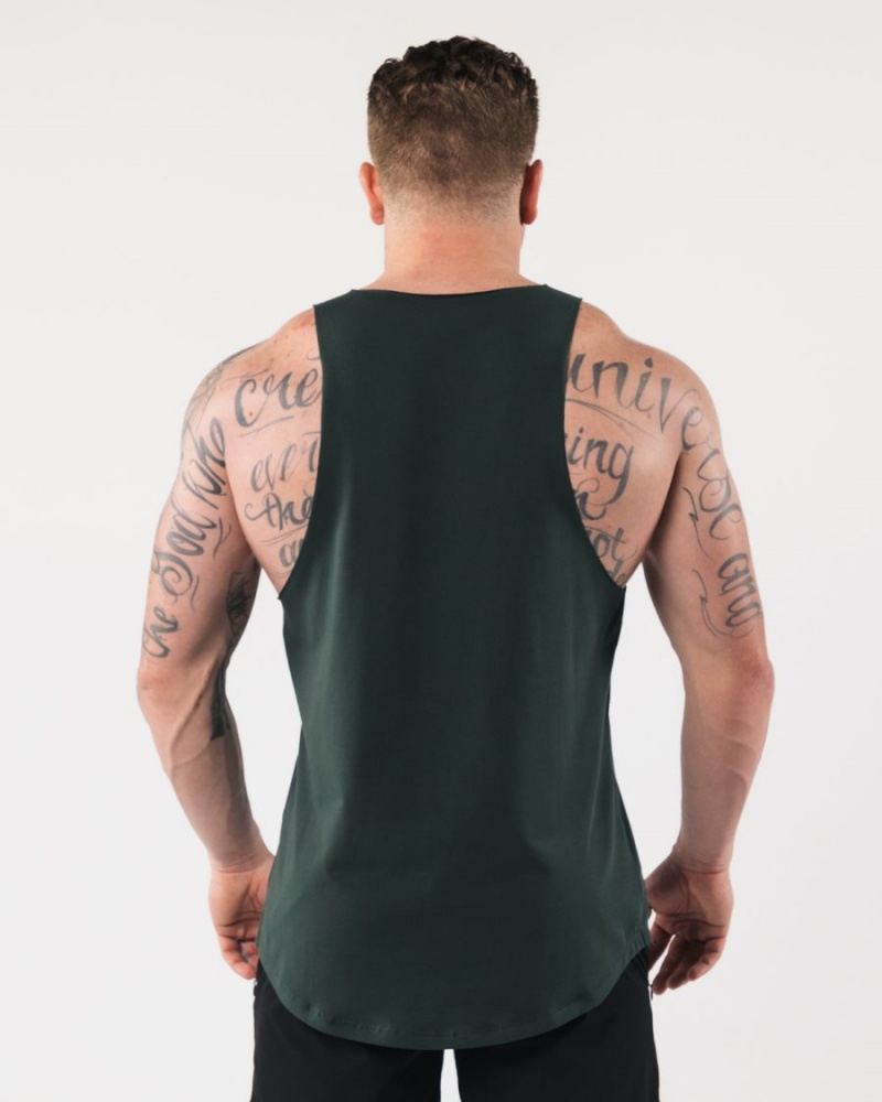 Men's Alphalete AA Raw Cut Tank Tanks Evergreen | 1576-XNVWU