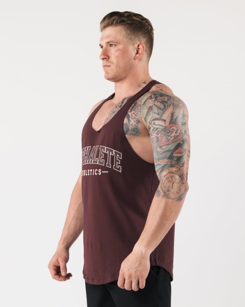 Men's Alphalete AA Raw Cut Tank Tanks Sangria | 9674-HQXAY