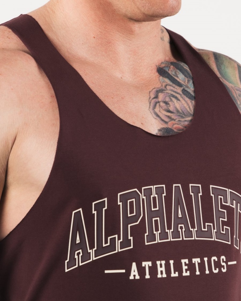 Men's Alphalete AA Raw Cut Tank Tanks Sangria | 9674-HQXAY