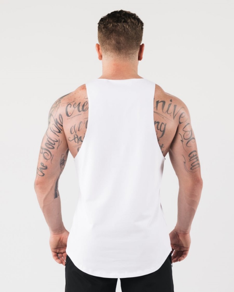 Men's Alphalete AA Raw Cut Tank Tanks White | 4621-RMITN